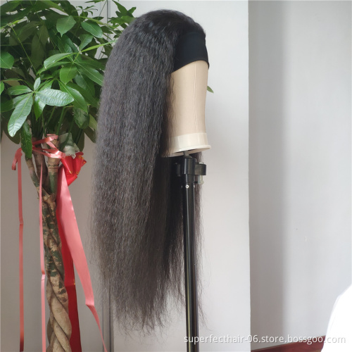 Virgin Cuticle Aligned Hair Head band Wig For Black Women Brazilian Loose Deep Water Wave Kinky Curly Headbands Wig Human Hair